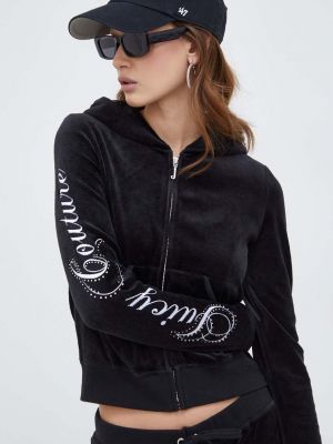 Vunena hoodie s kapuljačom Juicy Couture crna