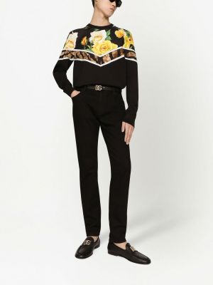 Geblümt seiden pullover mit print Dolce & Gabbana schwarz