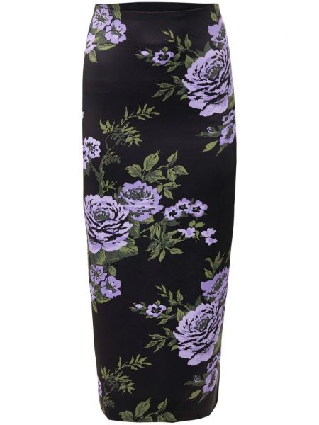 Kvetinová puzdrová sukňa s potlačou Carolina Herrera čierna