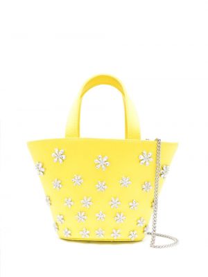 Saténová nákupná taška Amina Muaddi žltá