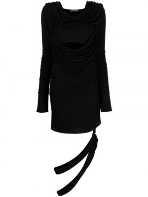 Drapované asymetrické koktejlkové šaty Andreādamo čierna