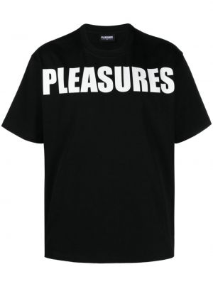 Pamučna majica s printom Pleasures crna