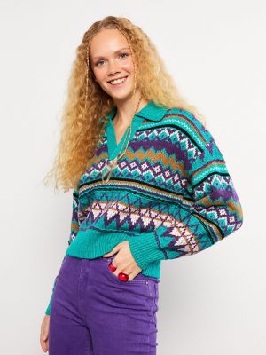 Трикотажный свитер с длинным рукавом Xside синий