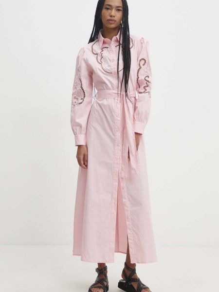 Pamut hosszú ruha Answear Lab rózsaszín