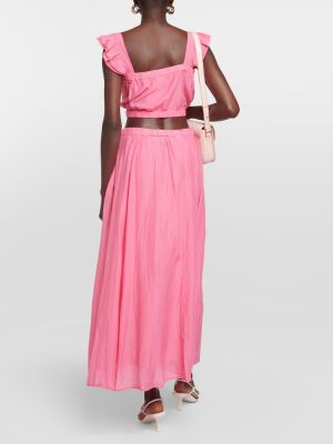 Aksamitna jedwabna długa spódnica bawełniana Velvet różowa