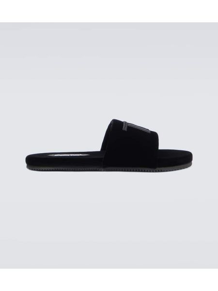 Žametne nizki čevlji iz rebrastega žameta Tom Ford črna
