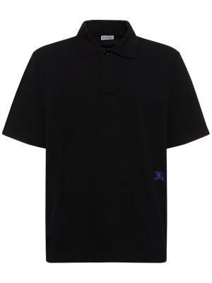 Kokvilnas polo krekls Burberry melns