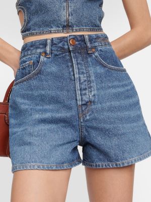 Shorts en jean taille haute Chloé bleu