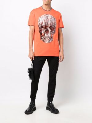 Marškinėliai su karoliukais Philipp Plein oranžinė