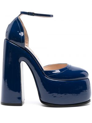Кожени полуотворени обувки Casadei синьо