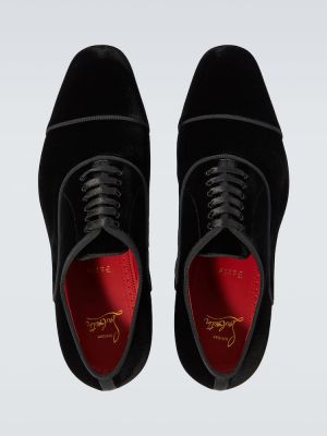 Pantofi oxford de catifea Christian Louboutin negru