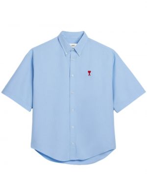 Βαμβακερό πουκάμισο με κέντημα Ami Paris μπλε