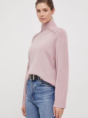 Gyapjú pulóver Calvin Klein rózsaszín