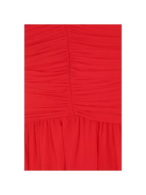 Vestido largo de seda drapeado Giambattista Valli rojo