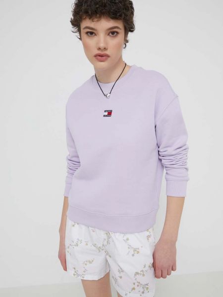 Bluza bawełniana Tommy Jeans fioletowa