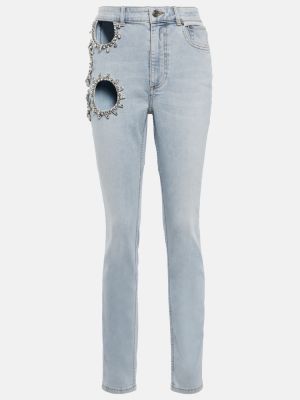 Skinny fit džínsy s vysokým pásom Area modrá