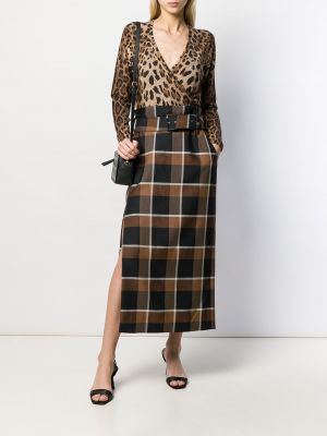 Džemperis ar apdruku ar leoparda rakstu Dolce & Gabbana brūns