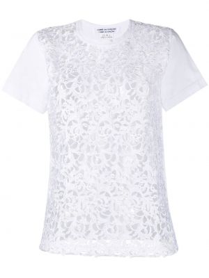 T-shirt z haftem bawełniana Comme Des Garcons Comme Des Garcons, biały