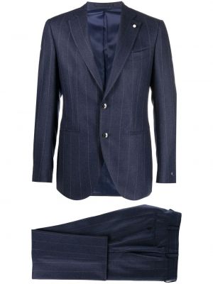 Modré pruhované kalhoty Luigi Bianchi Mantova