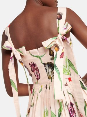 Pamučna midi haljina s cvjetnim printom Oscar De La Renta