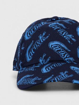 Pamučna kapa s printom Lacoste plava