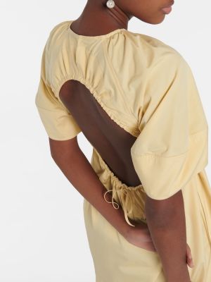 Pamučna midi haljina Jil Sander žuta