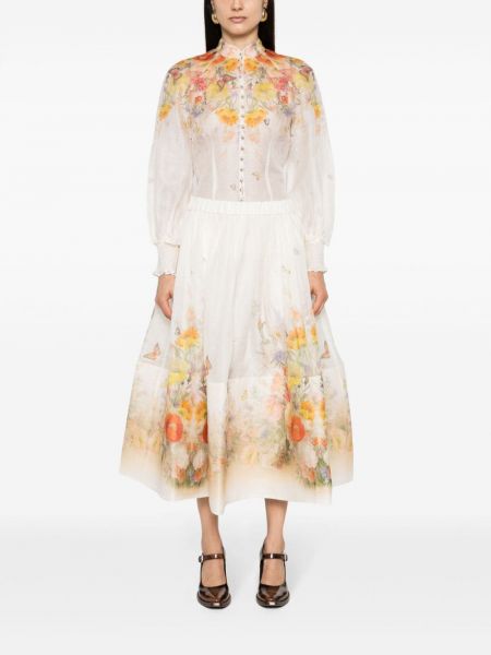 Květinové midi sukně s potiskem Zimmermann bílé