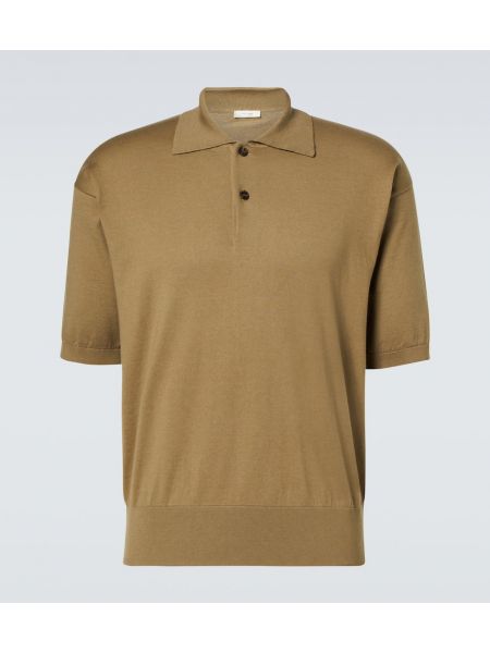 Bomull cashmere poloskjorte The Row beige