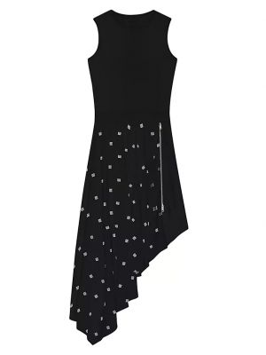 Шелковое платье с рюшами Givenchy черное