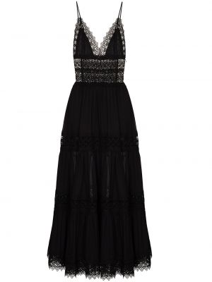 Кружевное ажурное платье макси на шнуровке Charo Ruiz Ibiza, черный