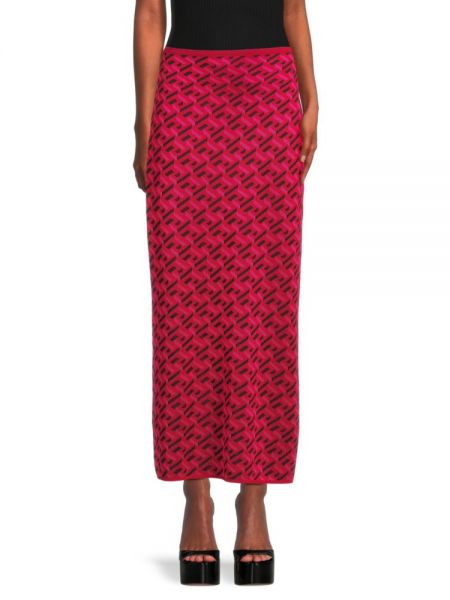 Шелковая длинная юбка Versace красная