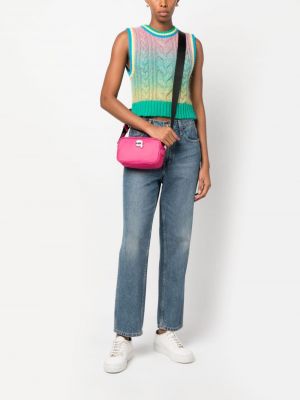 Taška přes rameno na zip Karl Lagerfeld růžová