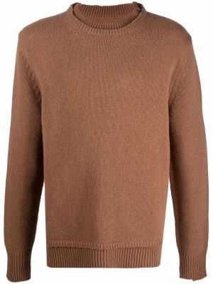Вълнен пуловер с протрити краища Maison Margiela кафяво