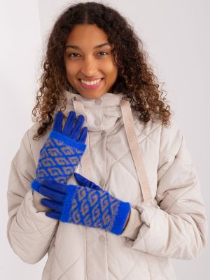 Dzianinowe rękawiczki Fashionhunters niebieskie