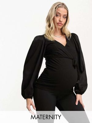 Черная блузка с v-образным вырезом для беременных Mama.licious