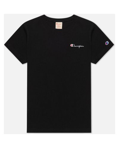 Женская футболка Champion Reverse Weave Small Script & Logo Sleeve Crew Neck,  , размер M - Черный