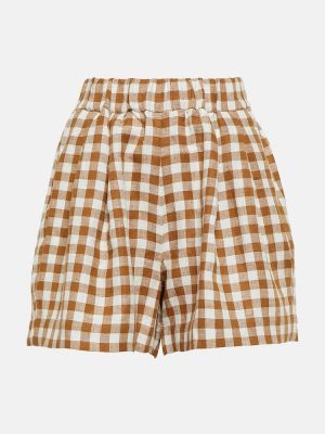 Pantalones cortos de lino a cuadros Asceno marrón