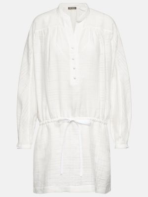 Βαμβακερή φόρεμα Loro Piana λευκό