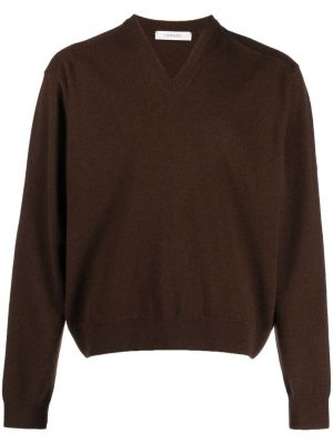 Вълнен пуловер с v-образно деколте Lemaire кафяво