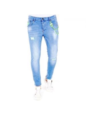 Niebieskie jeansy skinny slim fit Lf