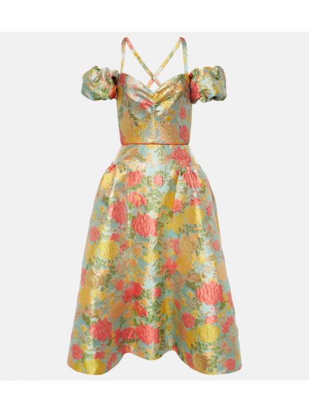 Midi obleka s cvetličnim vzorcem iz žakarda Markarian