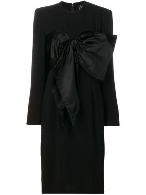Viskózové dlouhé šaty s mašlí s dlouhými rukávy Jean Louis Scherrer Pre-owned - černá