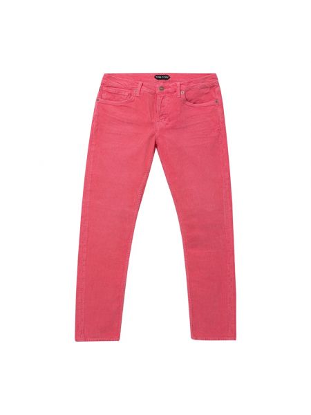 Spodnie slim fit Tom Ford różowe