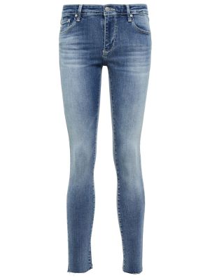 Зауженные джинсы скинни со средней посадкой Ag Jeans, синие