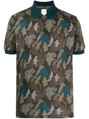 Kamufliažinis medvilninis polo marškinėliai Paul Smith žalia