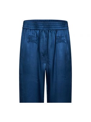 Pantalones rectos de seda Burberry azul