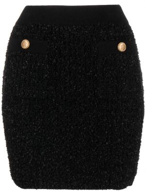 Žakárové mini sukně s knoflíky Elisabetta Franchi černé