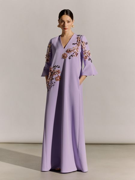 Vestido midi con bordado Woman Fiesta El Corte Inglés violeta