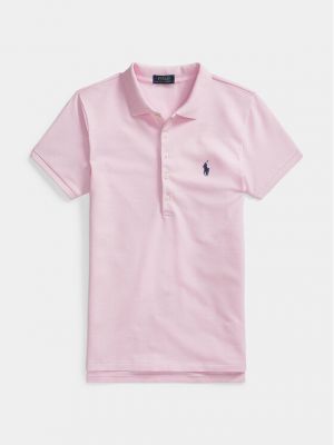 Поло тениска с копчета slim Polo Ralph Lauren розово