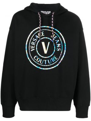 Kapucnis melegítő felső nyomtatás Versace Jeans Couture fekete